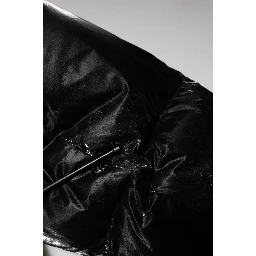 Black Logo Full Zip Hooded Quilted Jacket