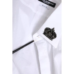 White Cotton Crown Collar GOLD Formal Shirt