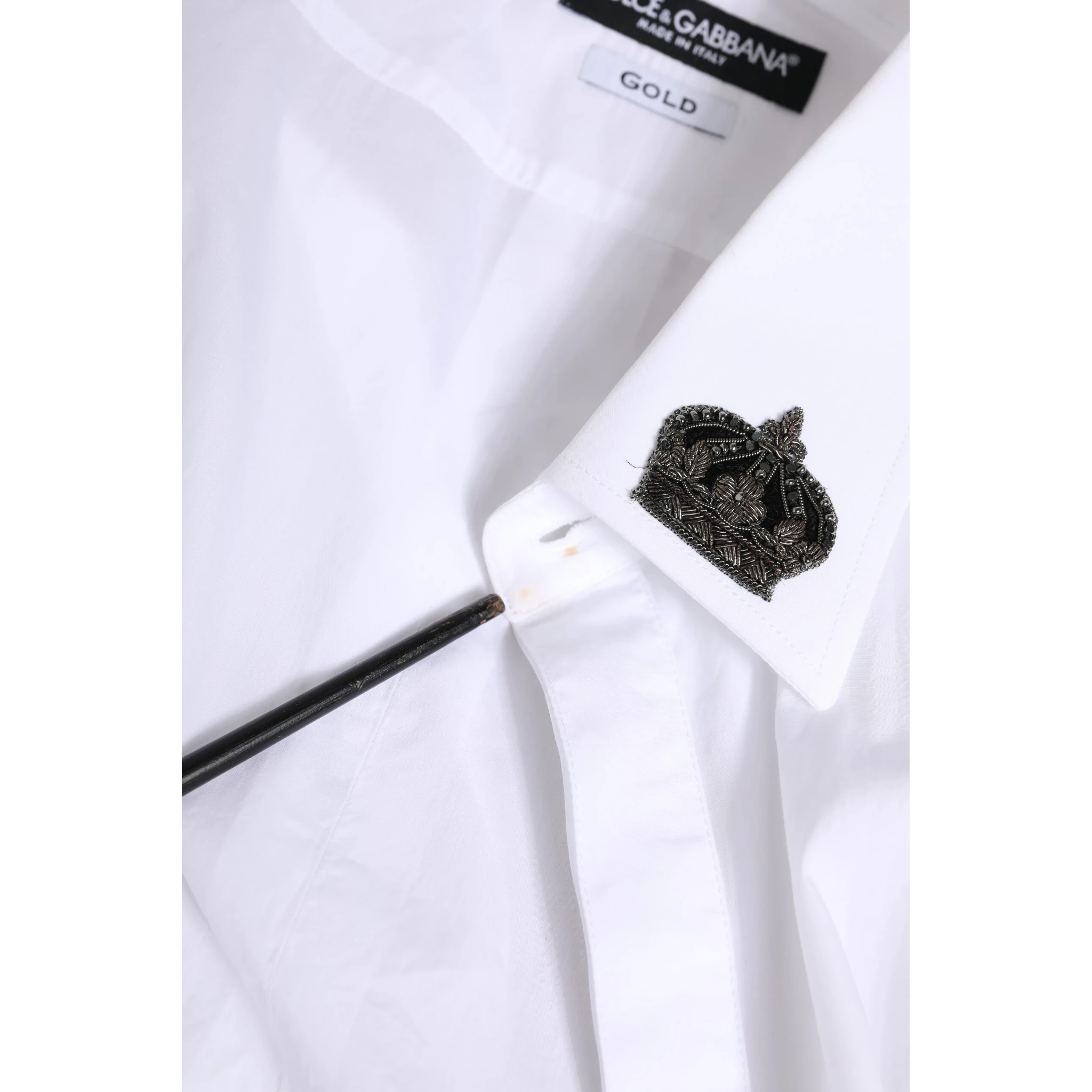 White Cotton Crown Collar GOLD Formal Shirt