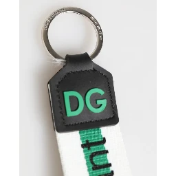 Green Logo Polyester Silver Brass Holder Keychain Keyring