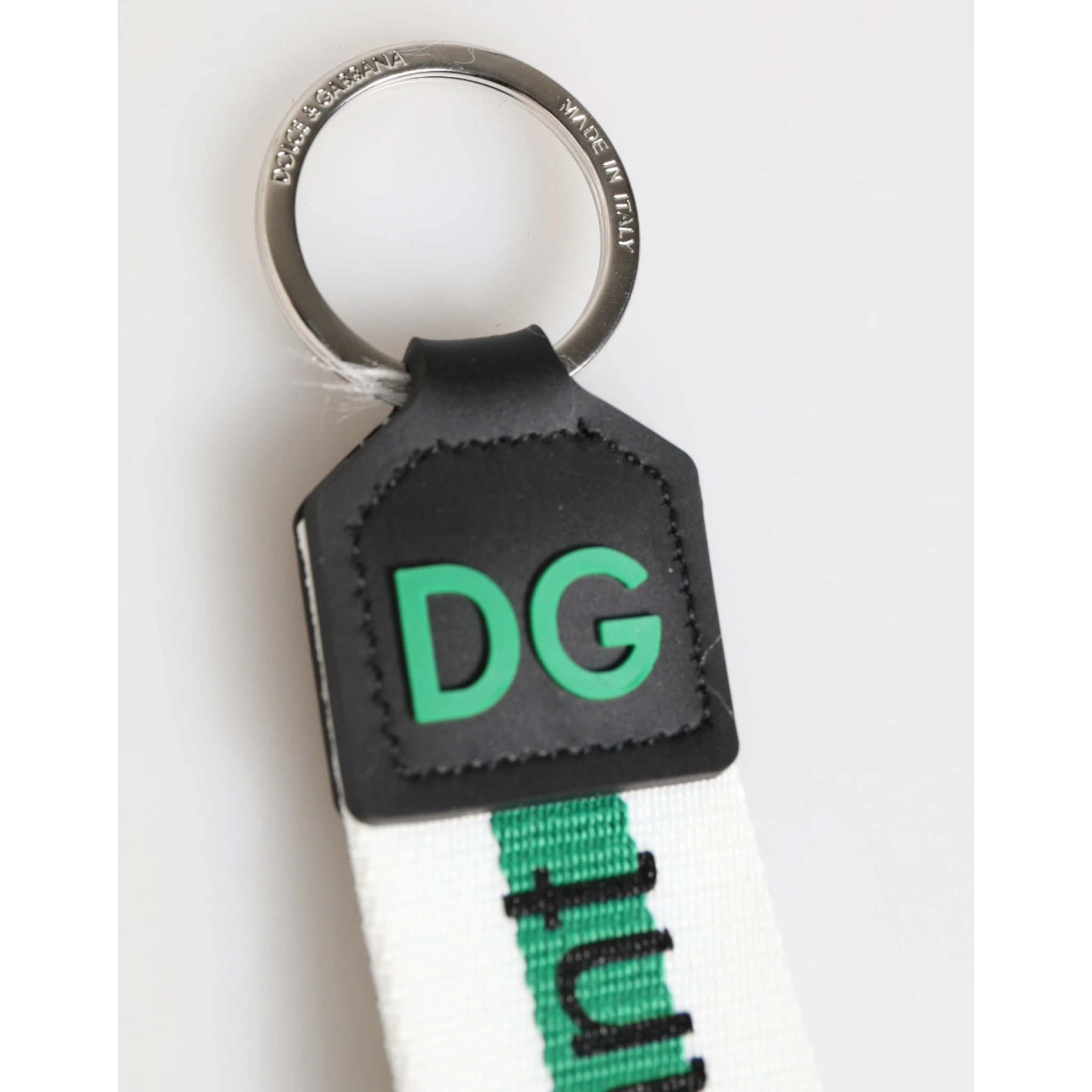 Green Logo Polyester Silver Brass Holder Keychain Keyring