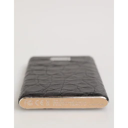 Black Leather Embossed Exotic 3000mAh  Power Bank Charger USB