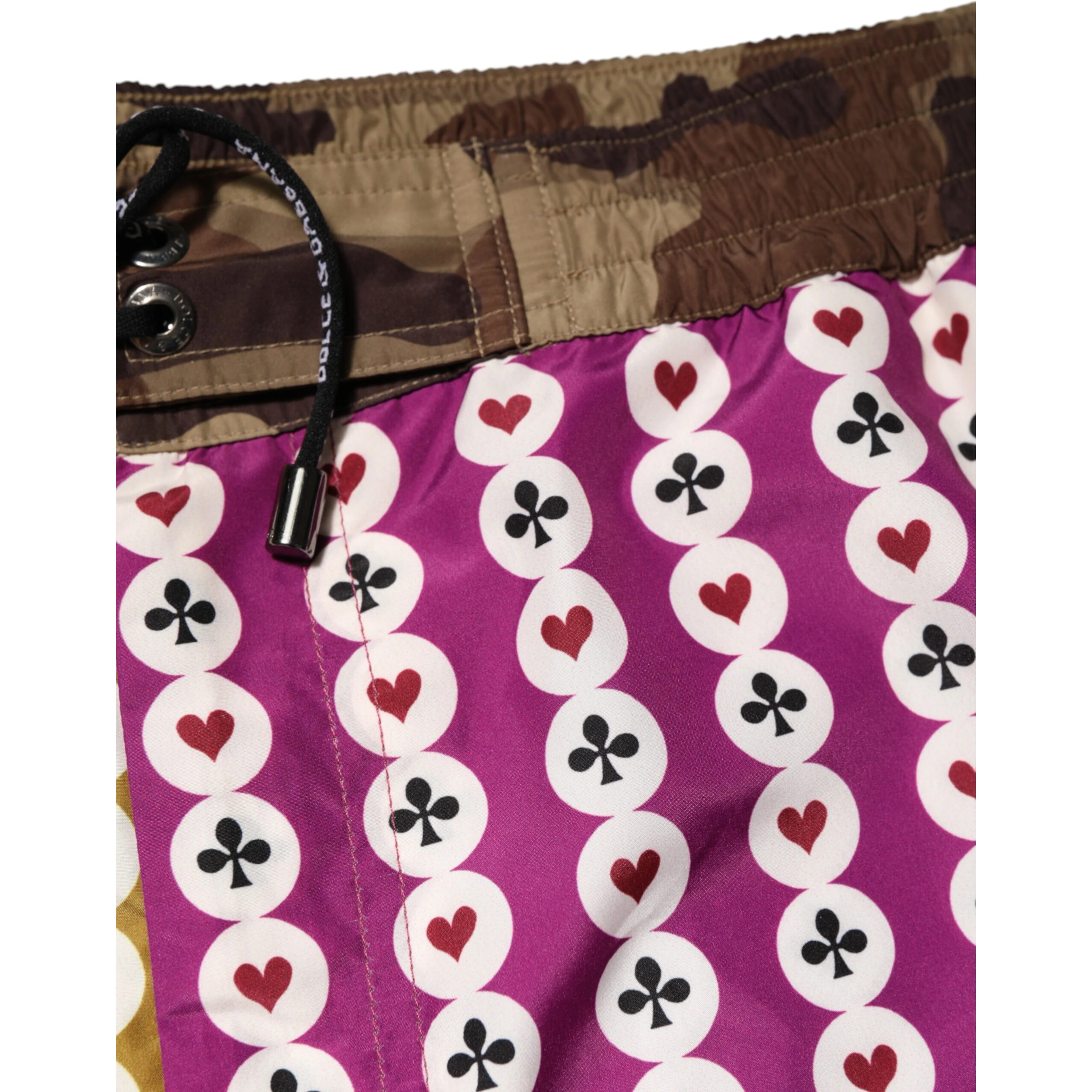 Multicolor Playing Card Camouflage Shorts Swimwear