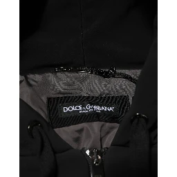 Black Cotton Quilted Studded Sleeve Hoodie Jacket