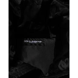 Black Monogram Logo Puffer Nylon Hooded Jacket