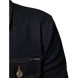 Indigo Blue Denim Slim Fit Logo Patch Jacket