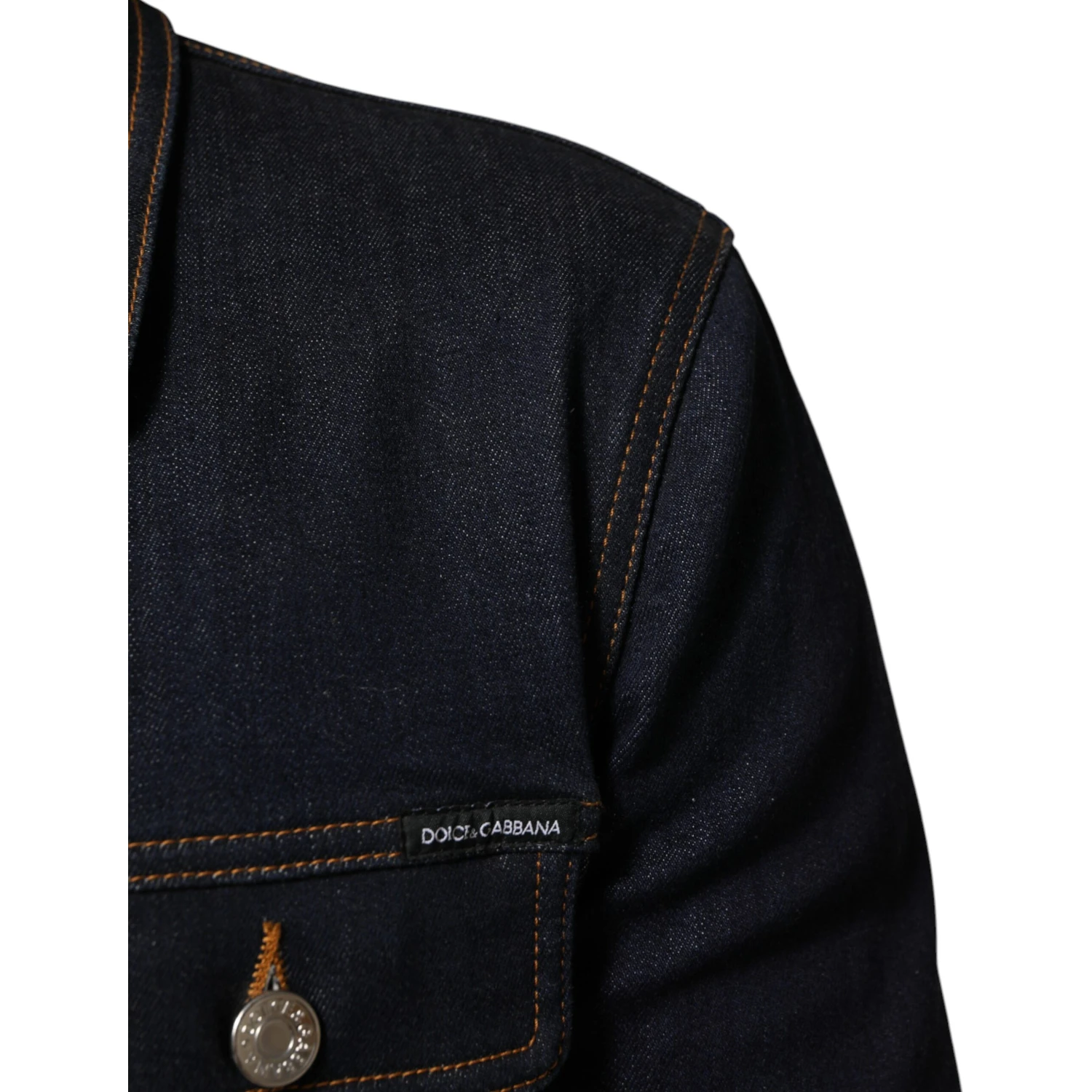 Indigo Blue Denim Slim Fit Logo Patch Jacket