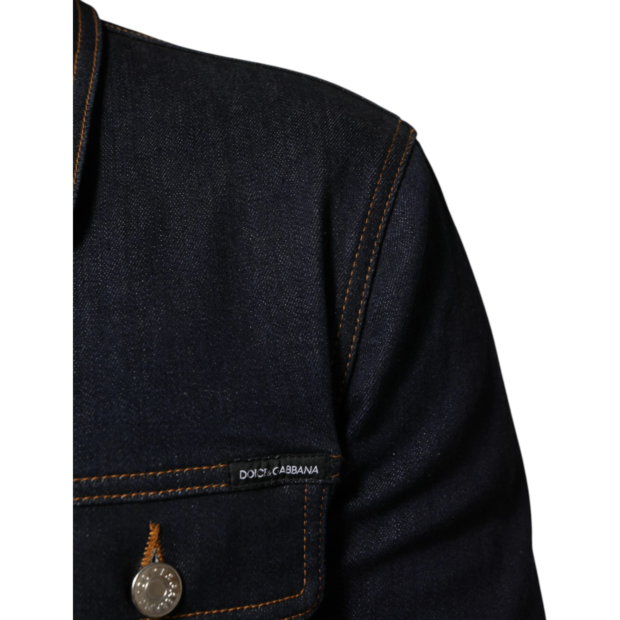 Indigo Blue Denim Slim Fit Logo Patch Jacket