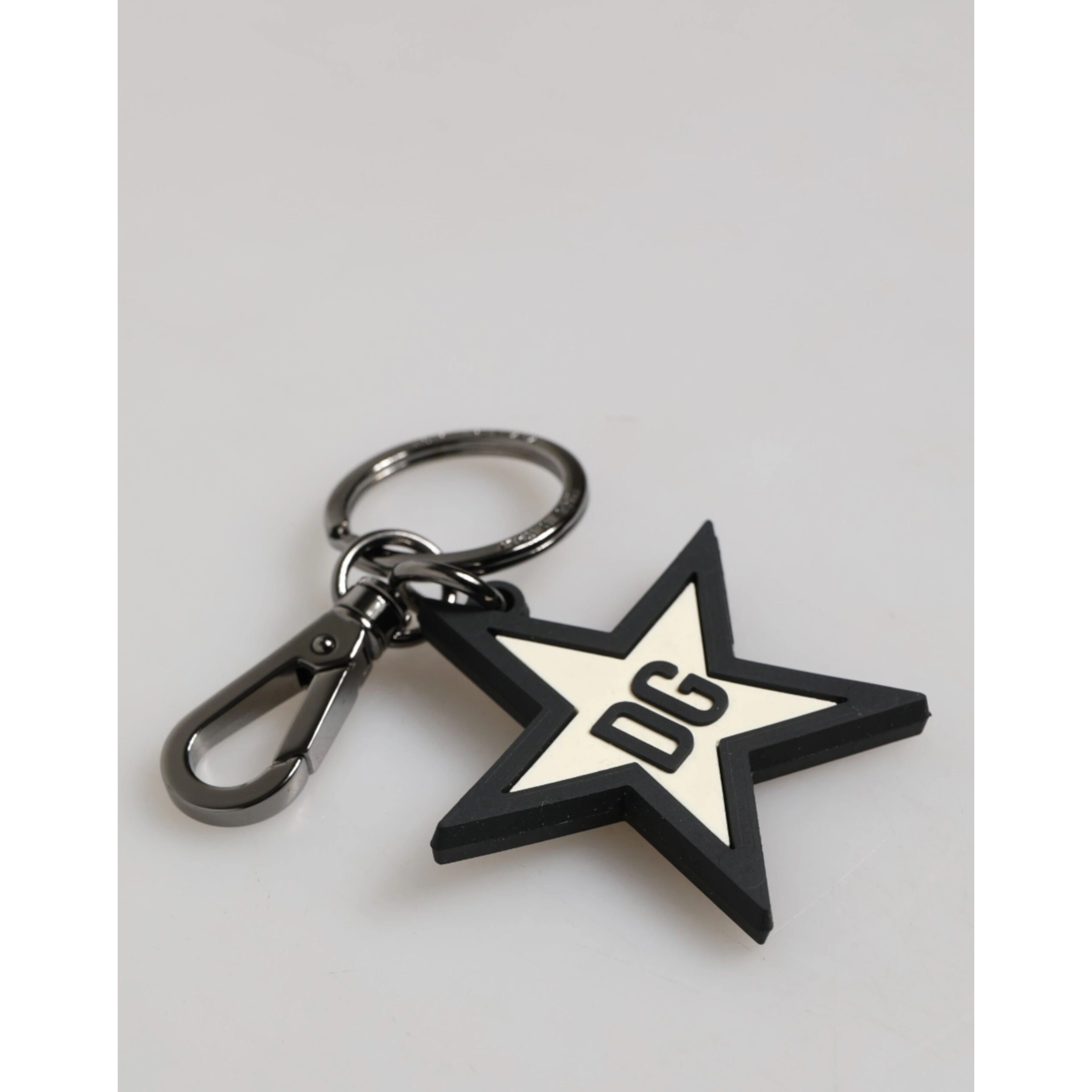 White Black DG Logo Star Rubber Men's Keychain Keyring