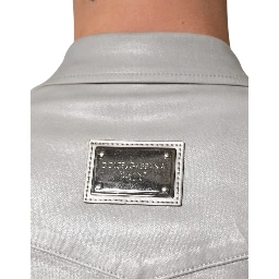 Metallic Gray Cotton Button Down Men Shirt