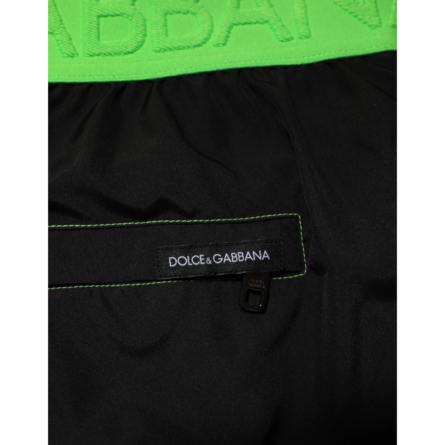 Black Green Logo Waistband Beachwear Short Swimwear