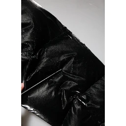 Black Logo Full Zip Hooded Quilted Jacket