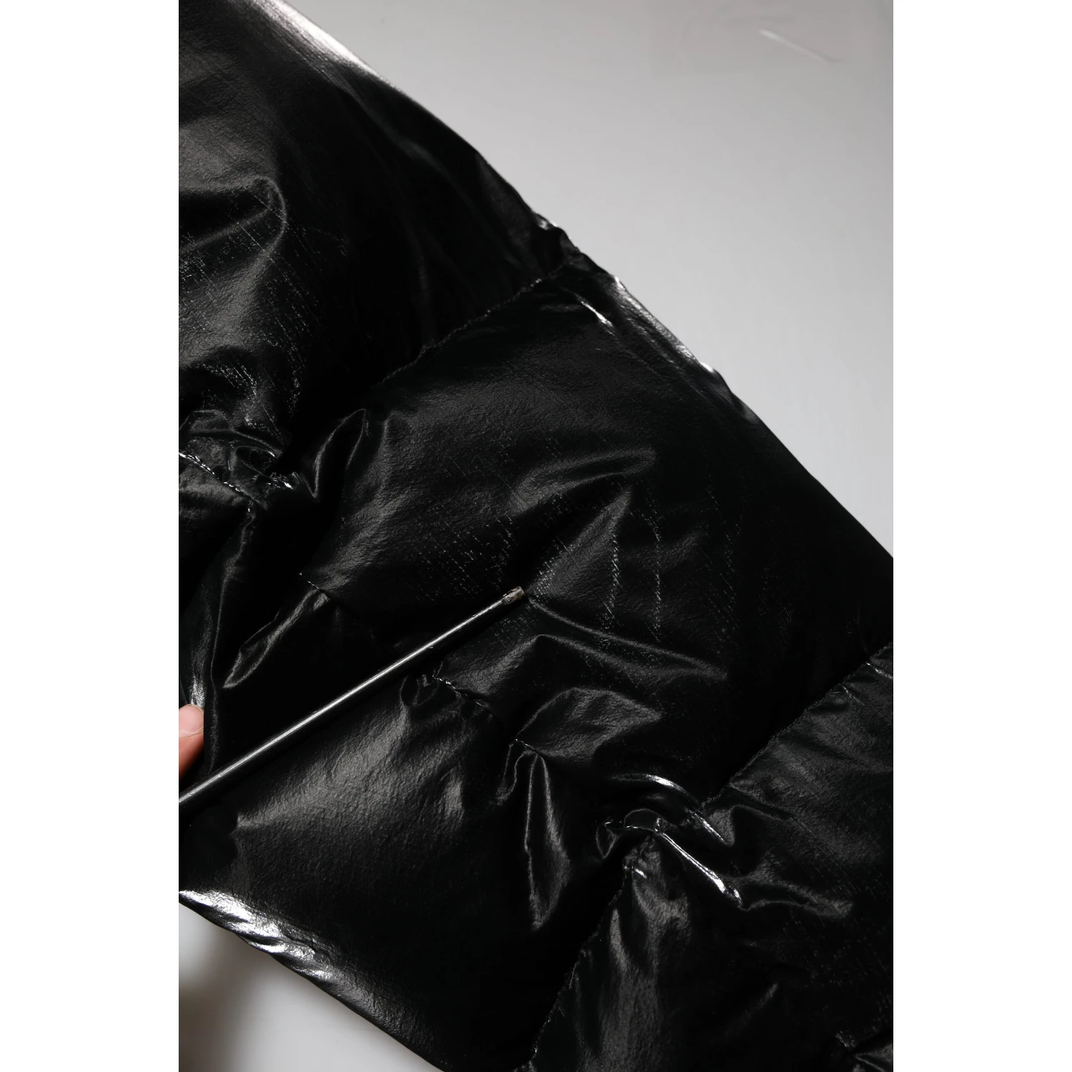 Black Logo Full Zip Hooded Quilted Jacket