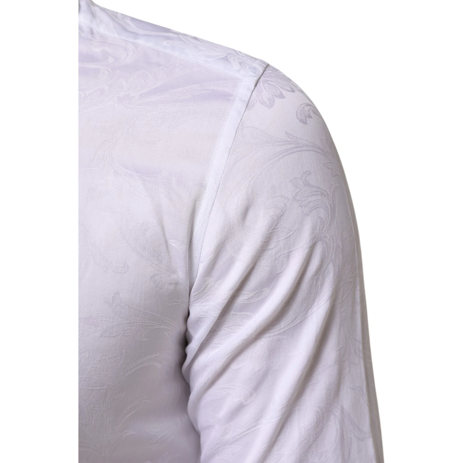 White Cotton MARTINI Paisley Jacquard Shirt