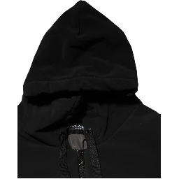 Black Cotton Quilted Studded Sleeve Hoodie Jacket