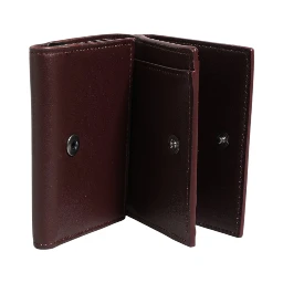 Leather Embossed Logo Trifold Men Card Holder Dark Brown