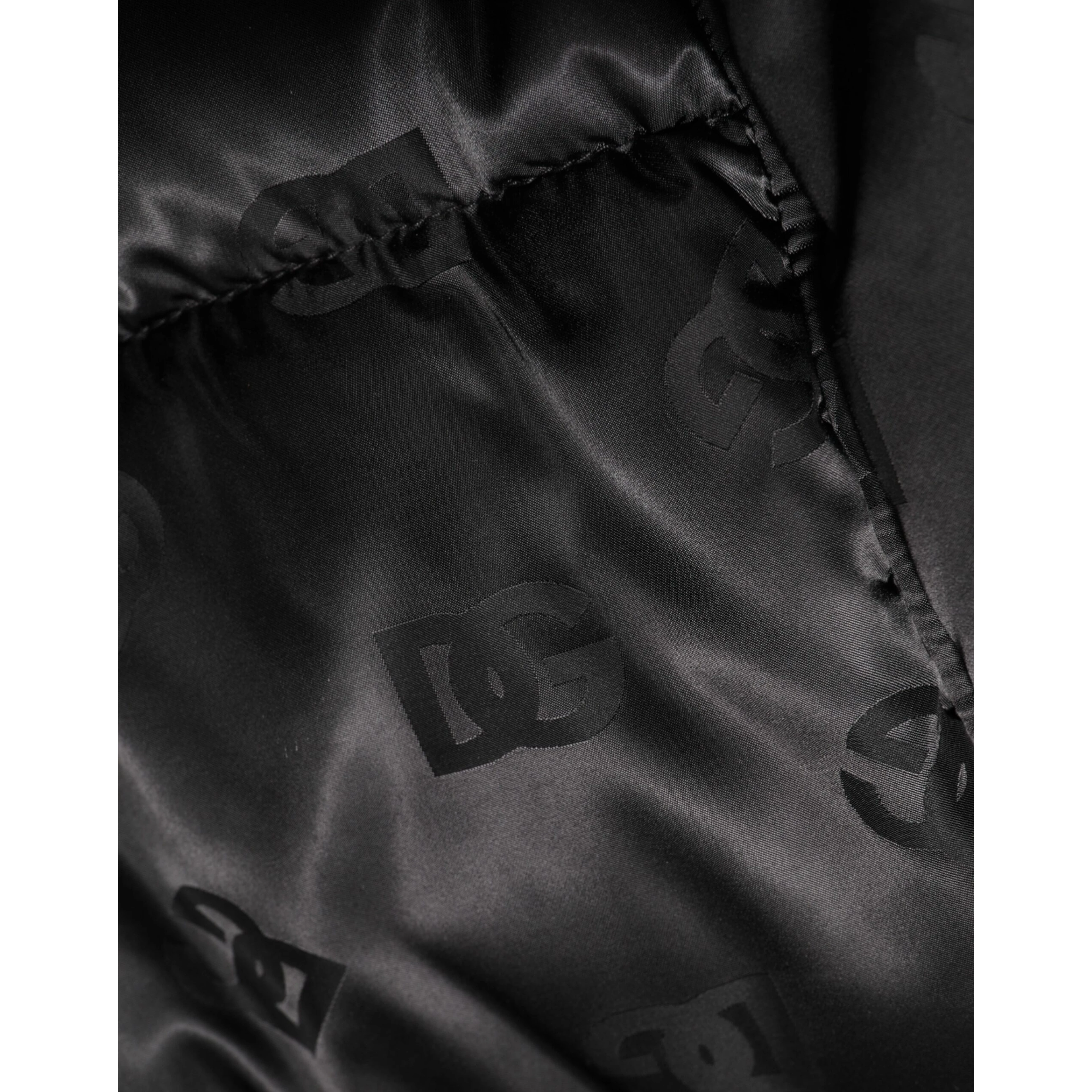 Black Monogram Logo Puffer Nylon Hooded Jacket