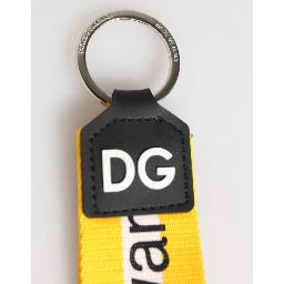 Yellow Logo Polyester Silver Brass Holder Keychain Keyring