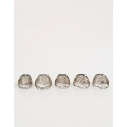 Silver Tone Brass Lettering Set 5 Pieces Adjustable Ring