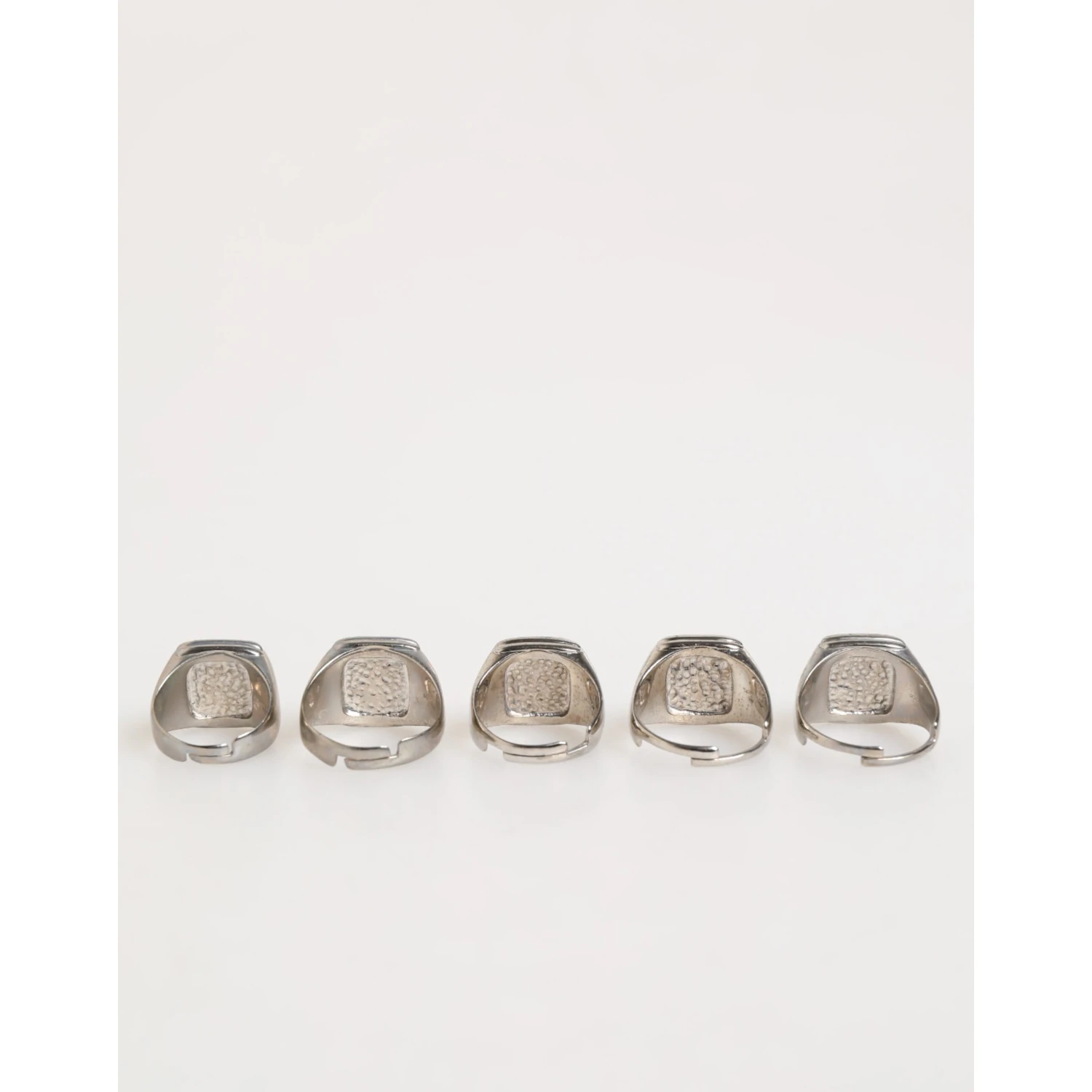 Silver Tone Brass Lettering Set 5 Pieces Adjustable Ring