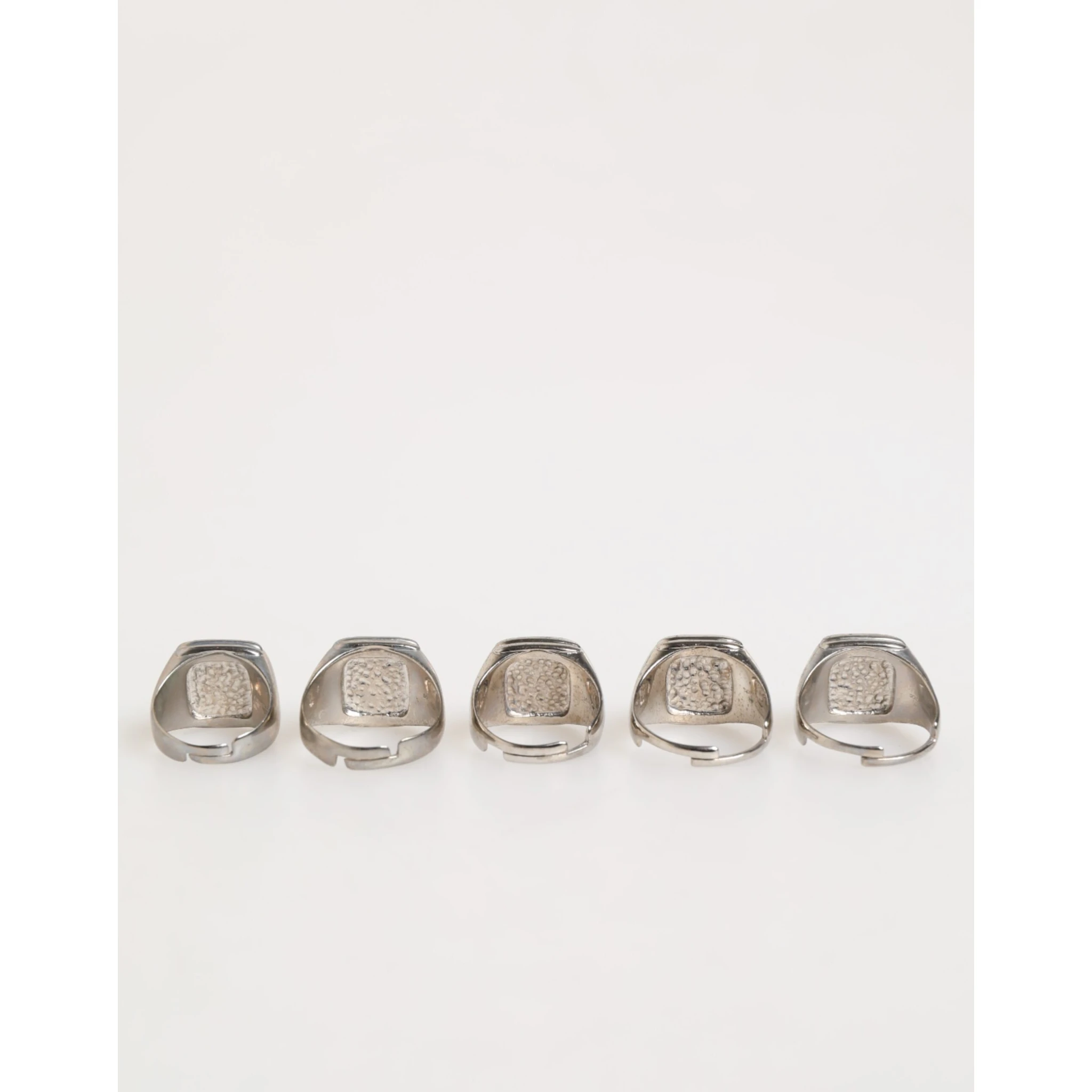 Silver Tone Brass Lettering Set 5 Pieces Adjustable Ring