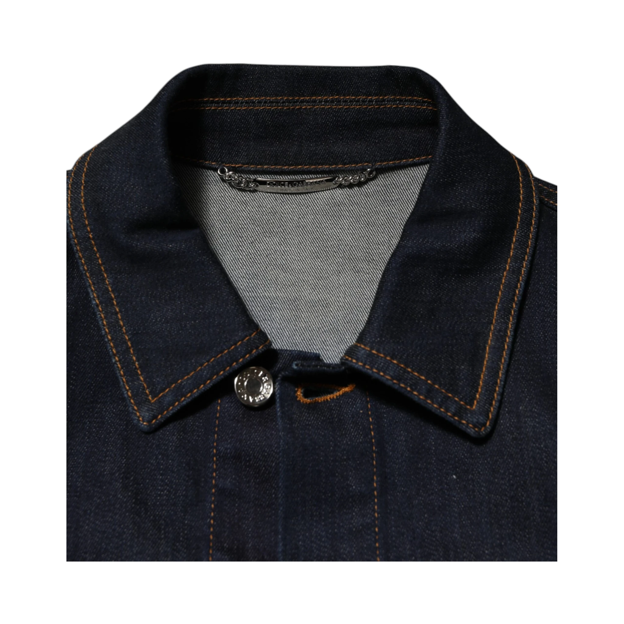 Indigo Blue Denim Slim Fit Logo Patch Jacket