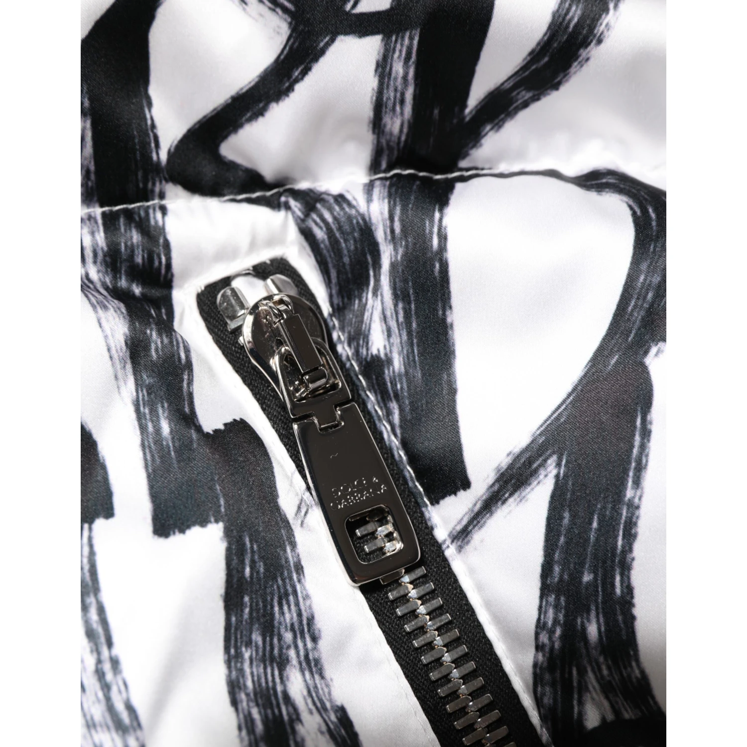 White Black Graffiti Logo Puffer Bomber Jacket
