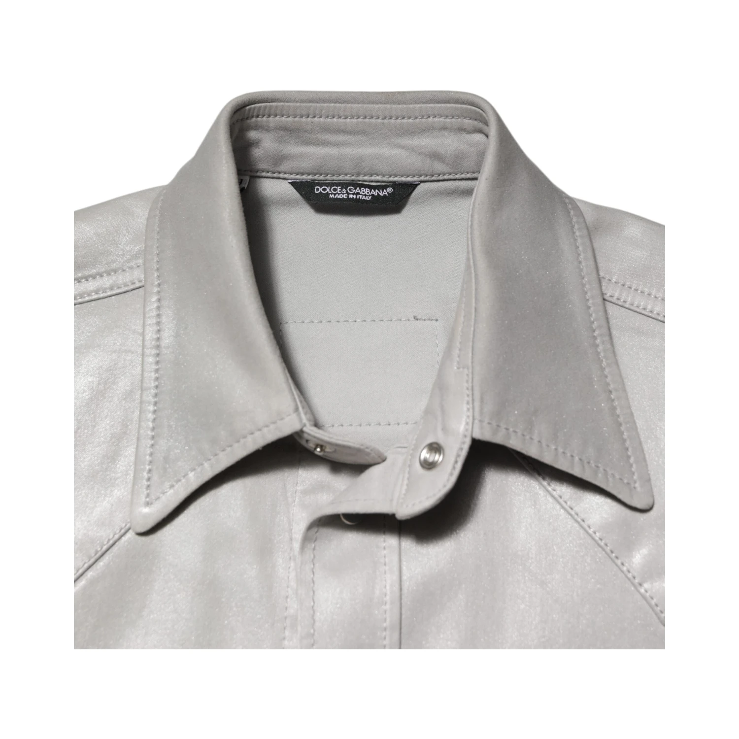 Metallic Gray Cotton Button Down Men Shirt
