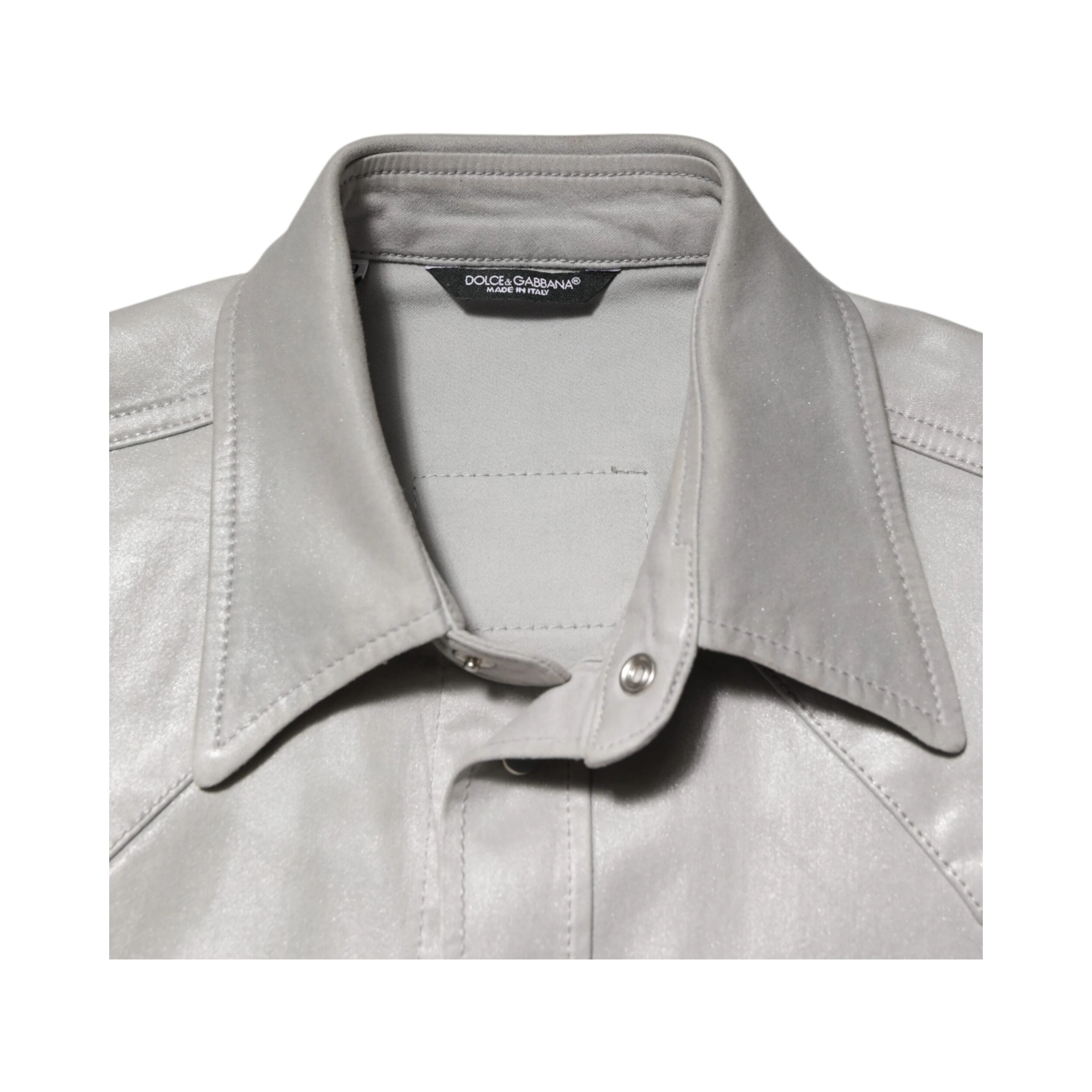 Metallic Gray Cotton Button Down Men Shirt