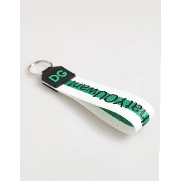 Green Logo Polyester Silver Brass Holder Keychain Keyring