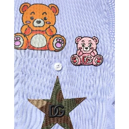 Light Blue Cotton Teddy Bear Long Sleeve Shirt
