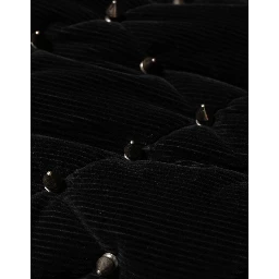 Black Cotton Quilted Studded Sleeve Hoodie Jacket