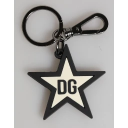 White Black DG Logo Star Rubber Men's Keychain Keyring