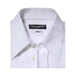 White Cotton MARTINI Paisley Jacquard Shirt