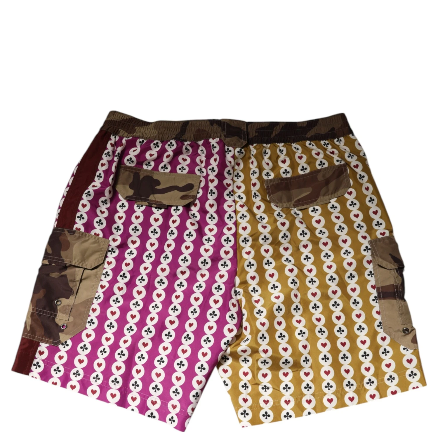 Multicolor Playing Card Camouflage Shorts Swimwear
