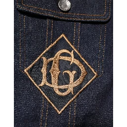 Indigo Blue Denim Slim Fit Logo Patch Jacket
