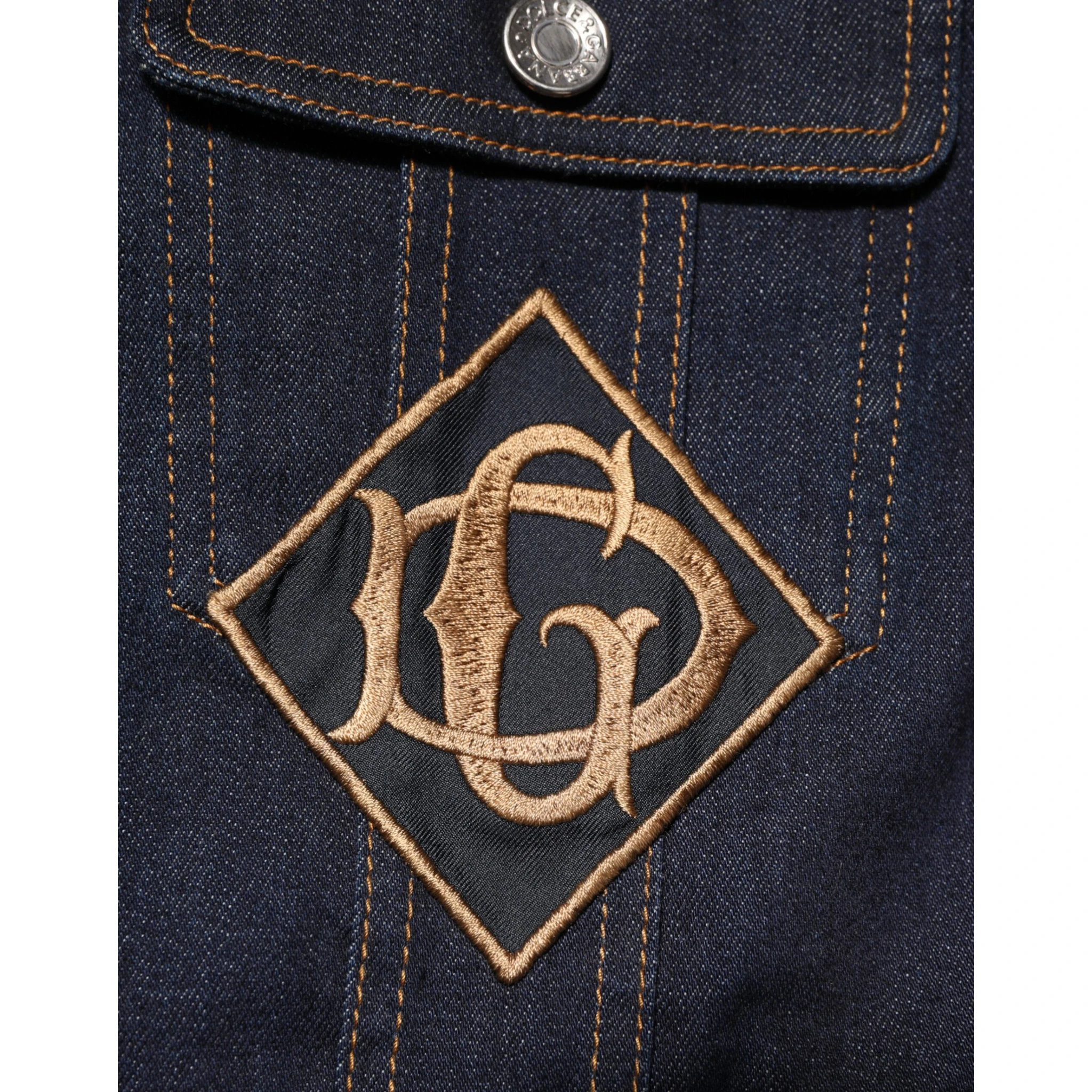 Indigo Blue Denim Slim Fit Logo Patch Jacket