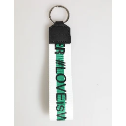 Green Logo Polyester Silver Brass Holder Keychain Keyring