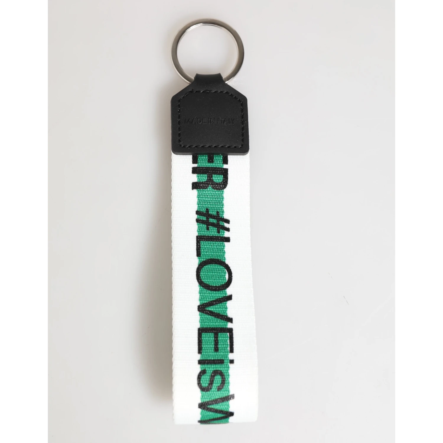 Green Logo Polyester Silver Brass Holder Keychain Keyring