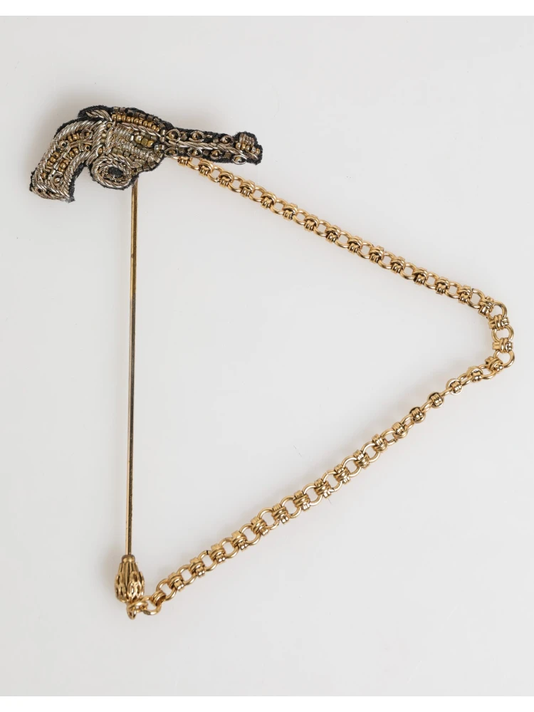 Lapel Pin Brass Copper Revolver Men Accessories Brooch