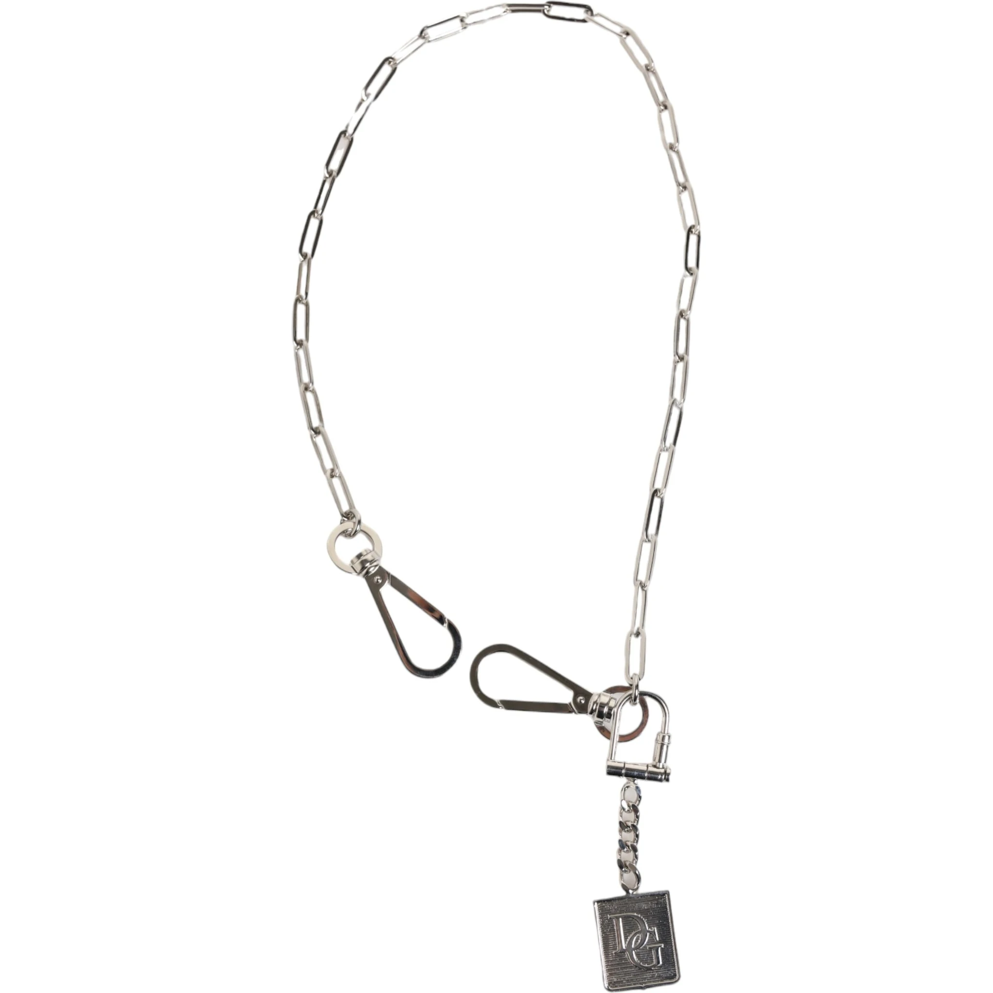 Silver Tone Metal Chain DG Logo Pendant Men Necklace