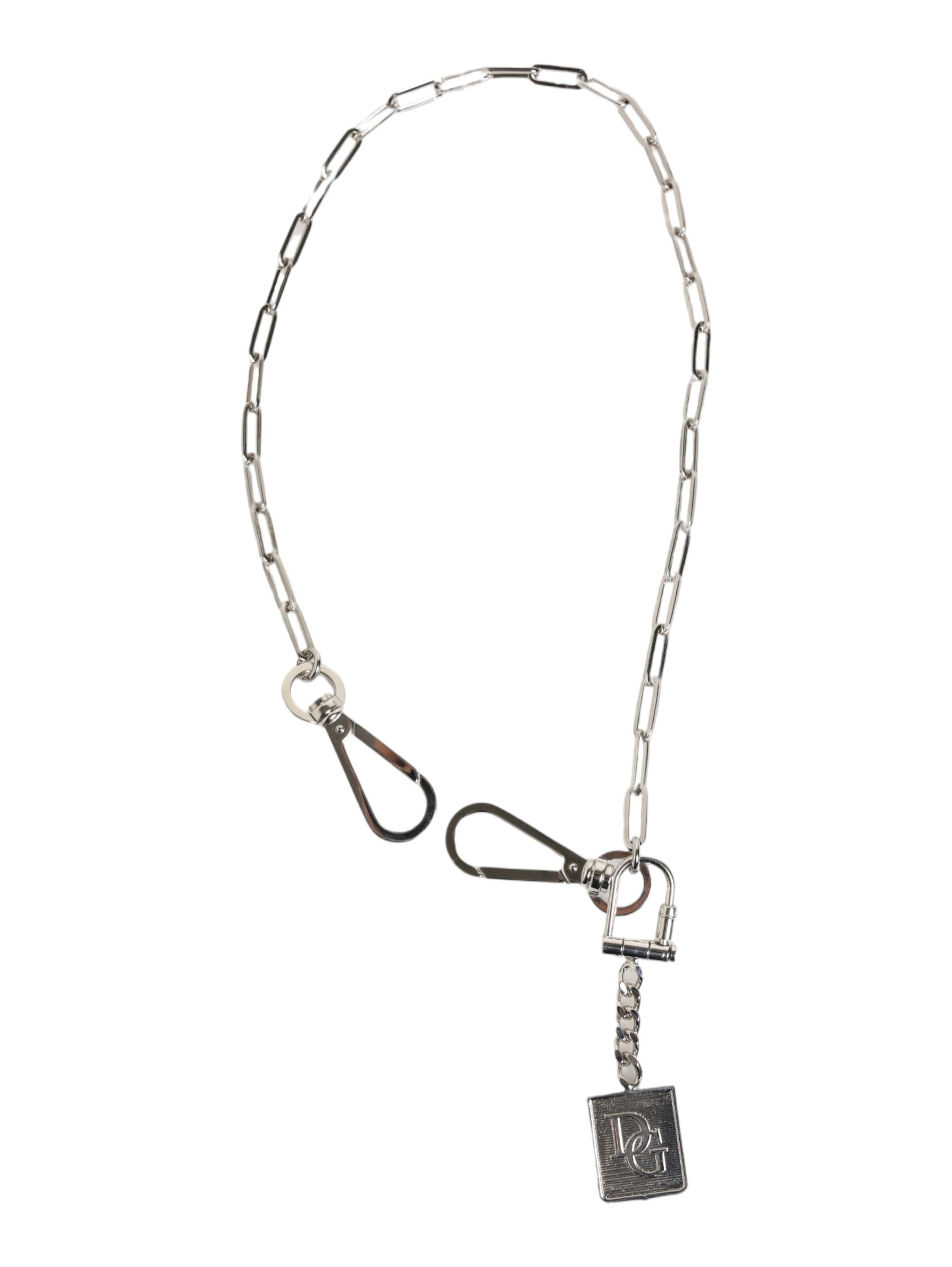 Silver Tone Metal Chain DG Logo Pendant Men Necklace