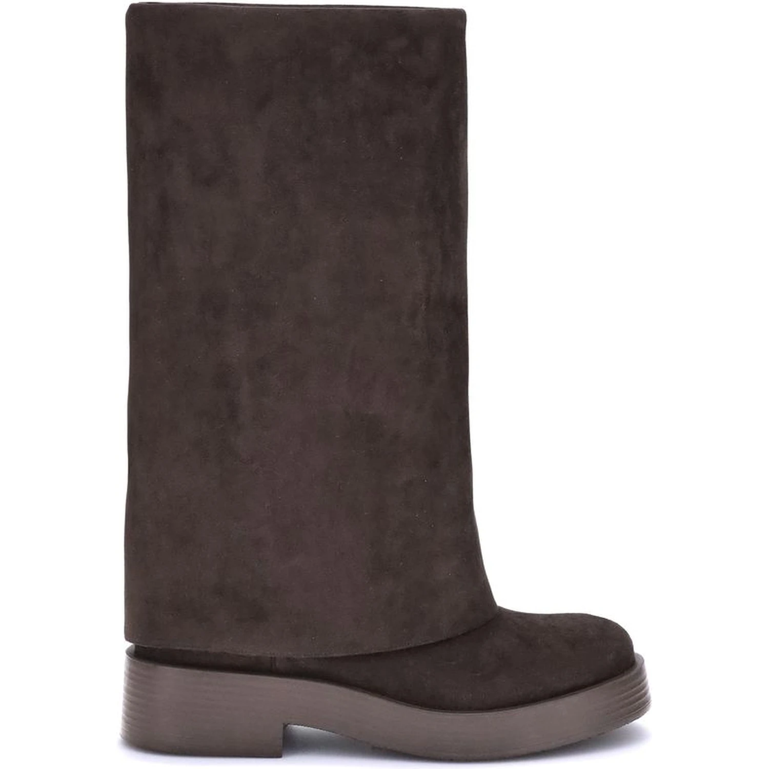 Brown Polyester Flat Boots