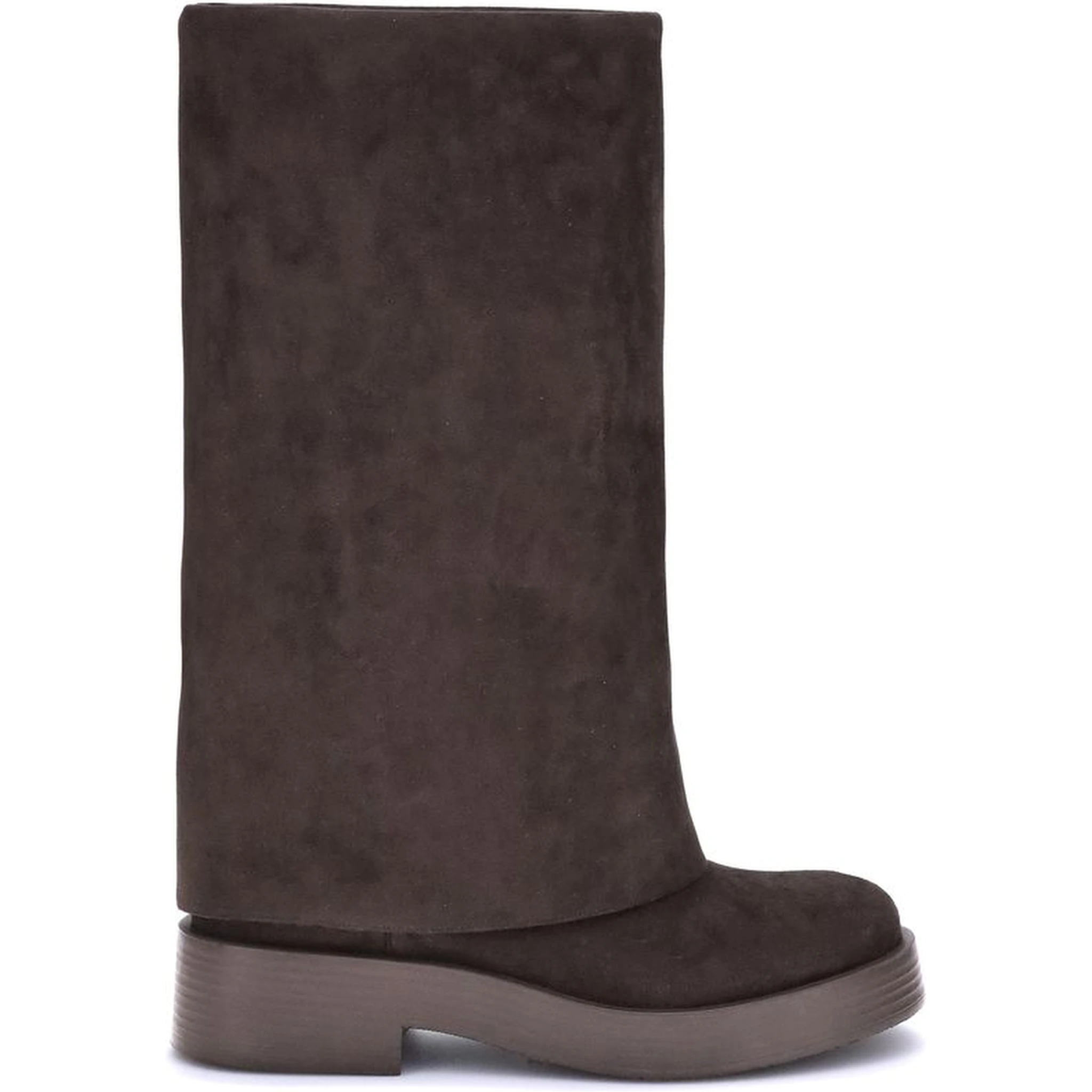 Brown Polyester Flat Boots