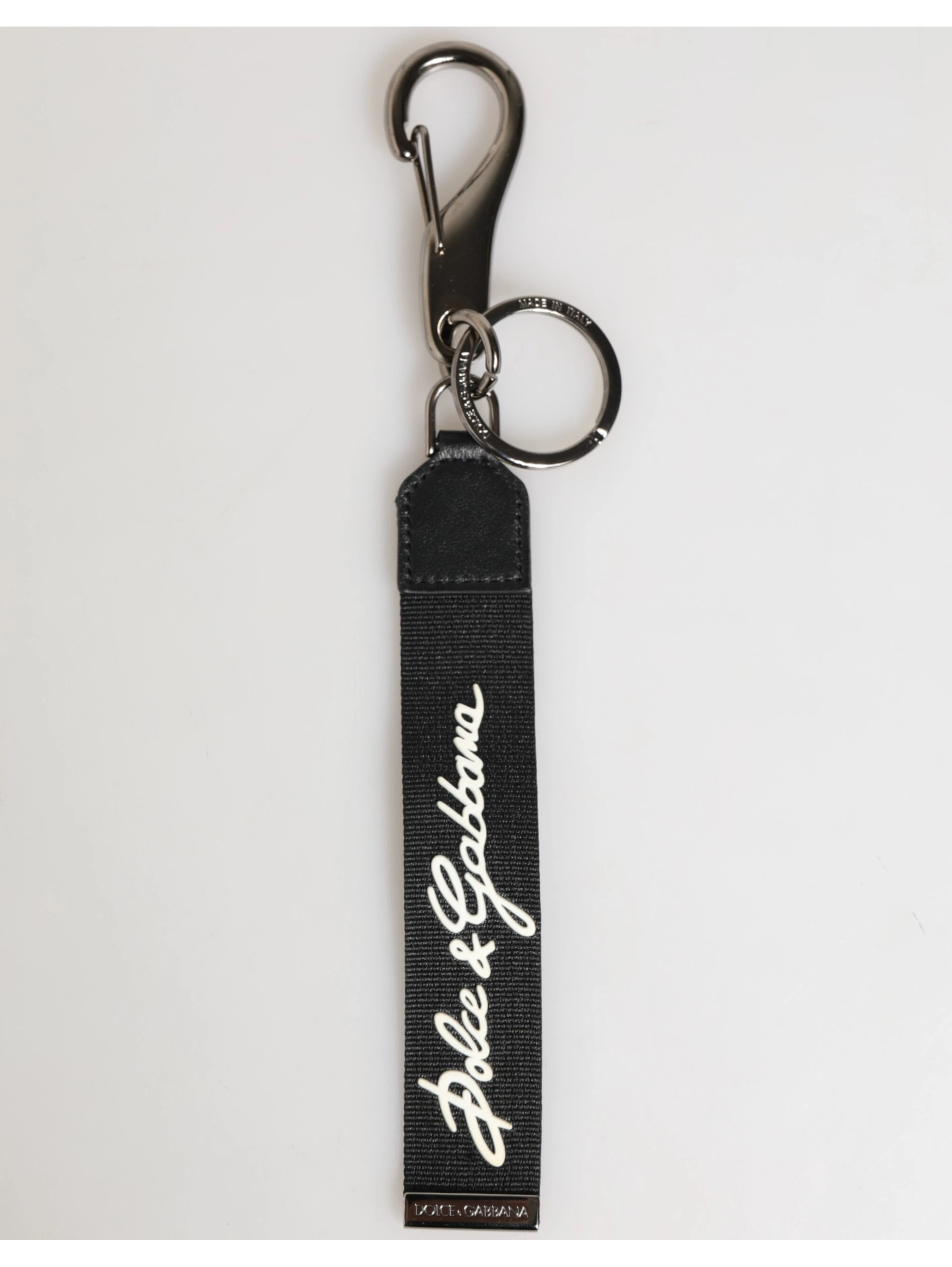 Black White Polyester DG Logo Silver Men Keychain Keyring