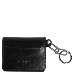 Black Leather Logo Embossed Key Chain Card Holder Wallet