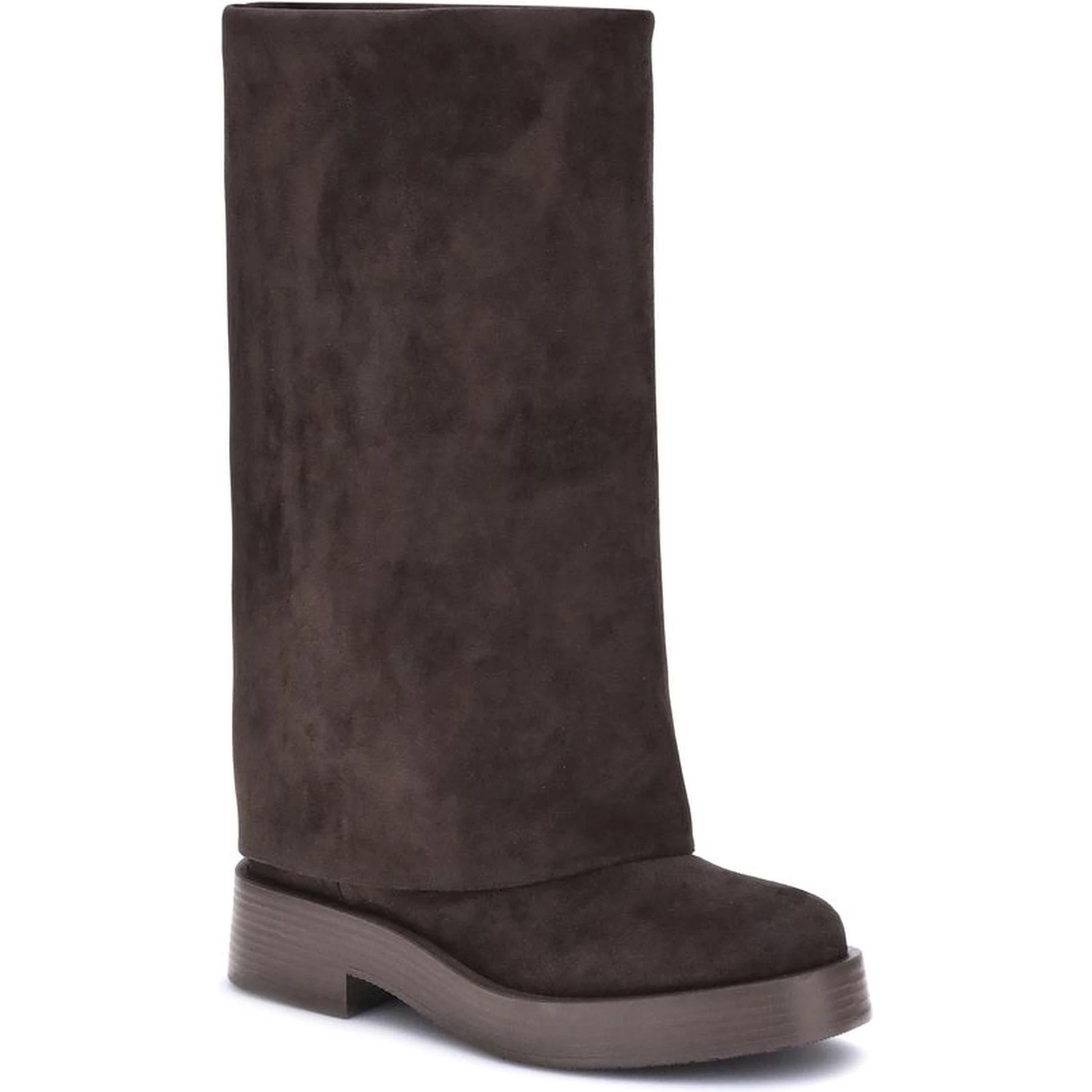 Brown Polyester Flat Boots