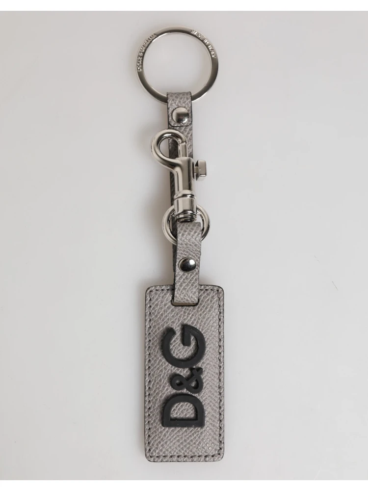 Gray Leather Logo Metal Ring Keychain Holder Men Keyring alternative
