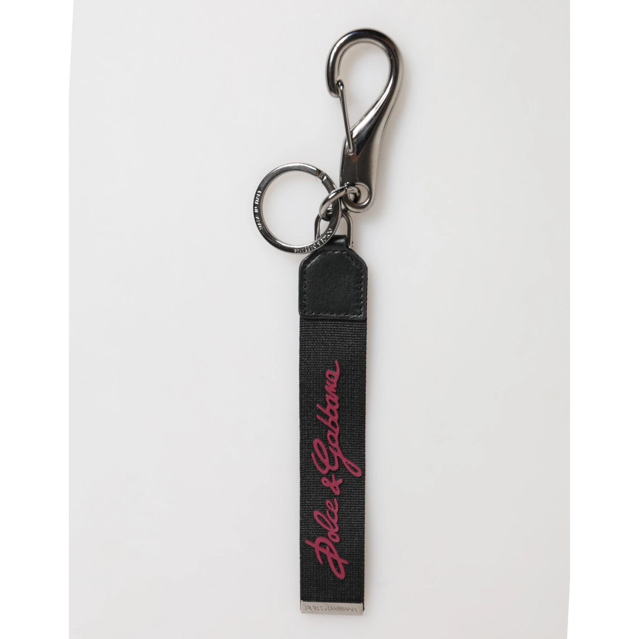 Black Burgundy Polyester DG Logo Men Keychain Keyring