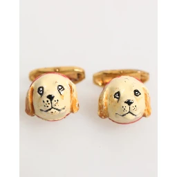 Brass Gold Tone Dog Puppy Men's Accessories Cufflink